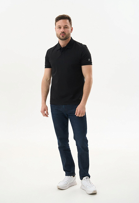 Мужская футболка с воротником поло в цвете black - 8301-6