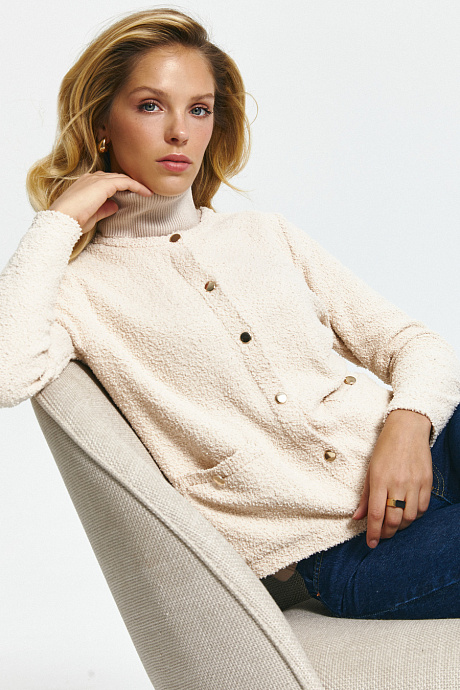 Кардиган плюшевый в цвете beige - 2302-910