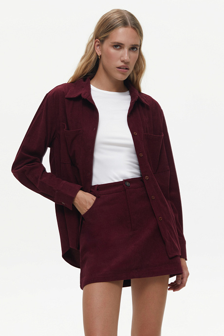 Рубашка из вельвета, burgundy - 6509-82