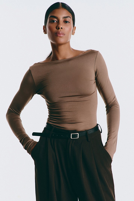 Лонгслив BOAT NECK cappuccino  - 3008-37