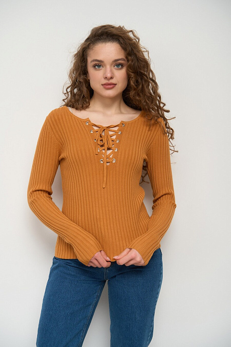 Джемпер со шнуровкой в цвете honey ginger - 10167-158