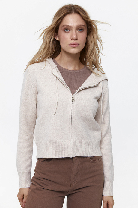 Худи вязаное на замке, beige - 2310-6179
