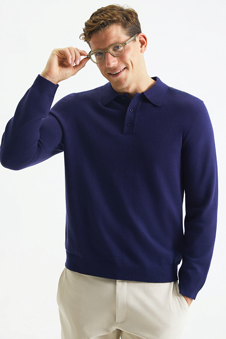 Мужской джемпер поло в цвете dark blue - 8199-362
