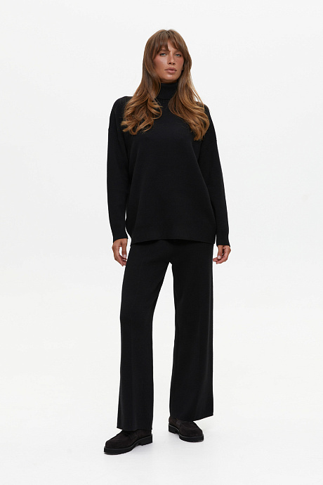 Трикотажный комплект с водолазкой и брюками, black - 10390-10723