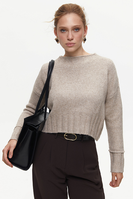 Свитер с фактурными деталями, beige - 2036-044