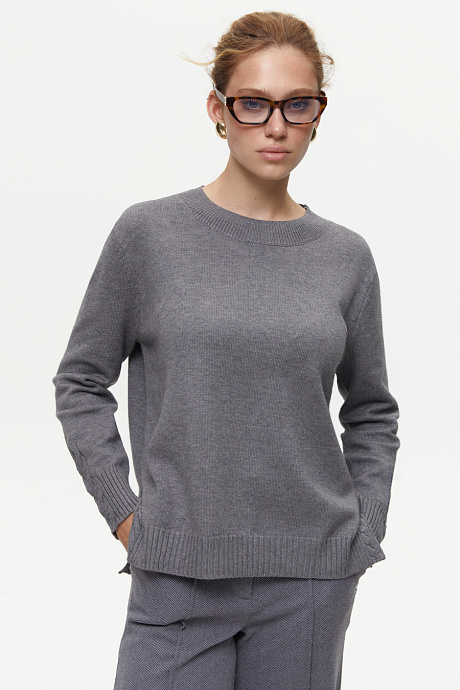Свитер с декоративными деталями, grey - 2021-026