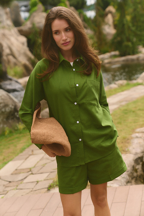 Лляна сорочка в кольорі green - 5307-29