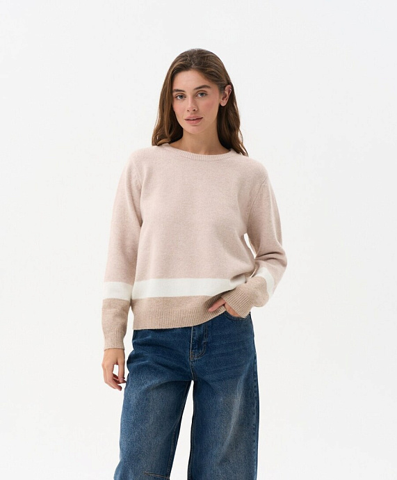 Светр у стилі колор-блок в кольорі beige - 10193-1460