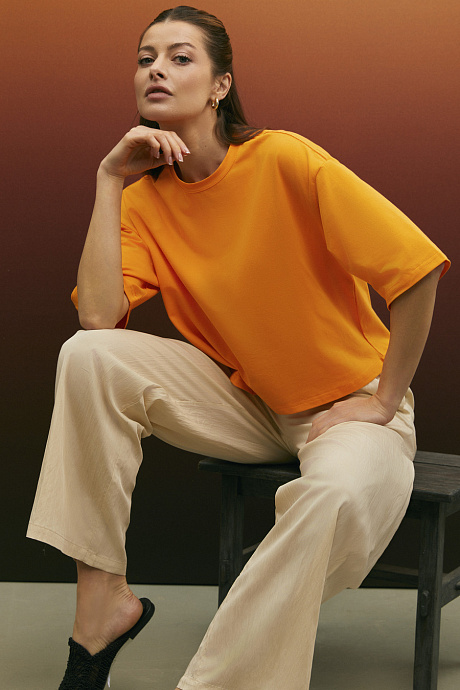 Футболка oversize вкорочена в кольорі orange - 3320-92