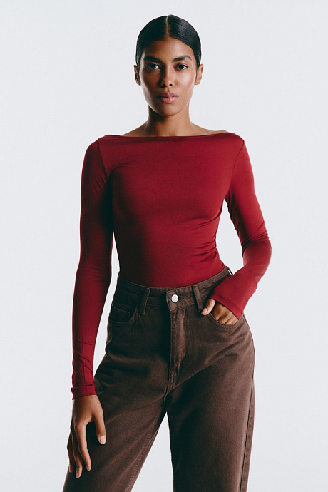 Лонгслив BOAT NECK burgundy - 3008-44