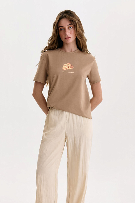 Футболка с принтом в цвете beige - 3500-36