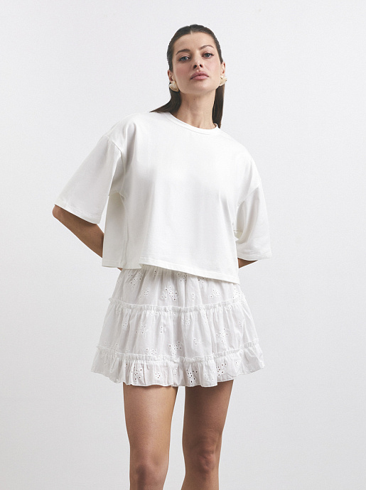 Футболка oversize укороченная в цвете white - 3320-2