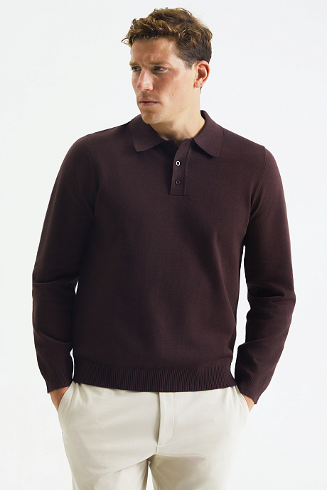 Мужской джемпер поло в цвете chocolate - 8199-013