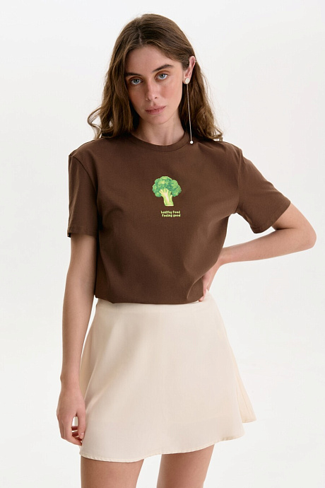Футболка с принтом в цвете chocolate - 3500-060