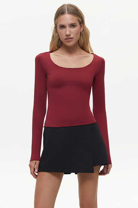 Лонгслив SCOOP NECK burgundy - 3027-44