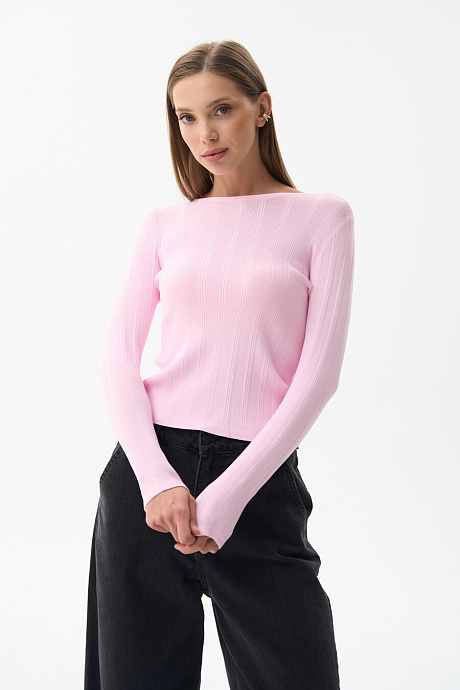 Джемпер в рубчик в цвете pink  - 2112-27