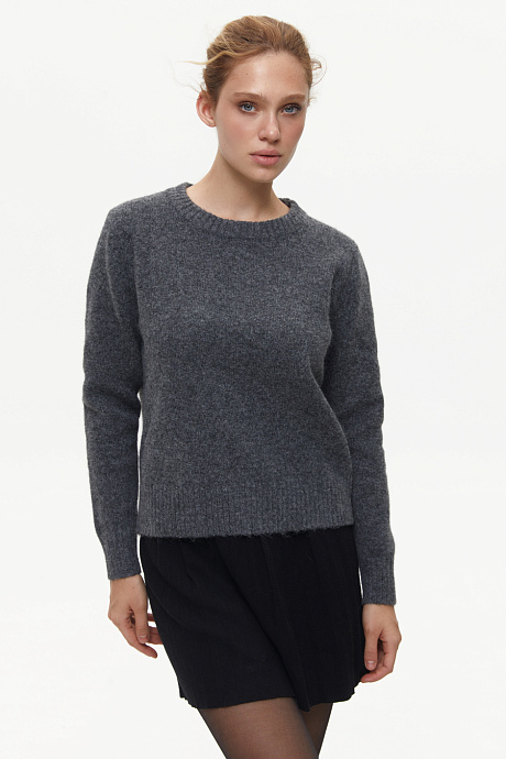 Светр із домішкою мериносової вовни, dark grey - 2028-1361