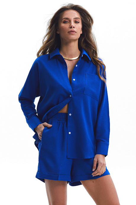 Лляна сорочка в кольорі electric blue - 5307-144