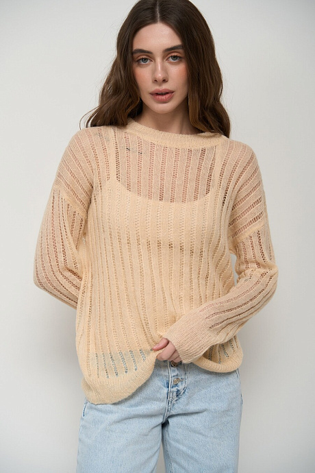 Ажурный свитер в цвете natural - 36441-067