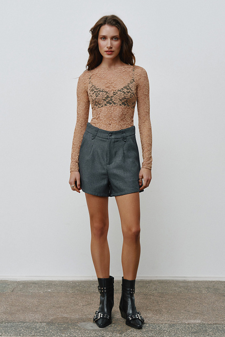 Гипюрное боди в цвете beige  - 3106-41