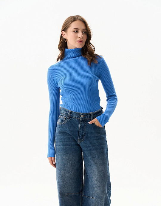 Фактурная трикотажная водолазка, windy blue - 8253-25523