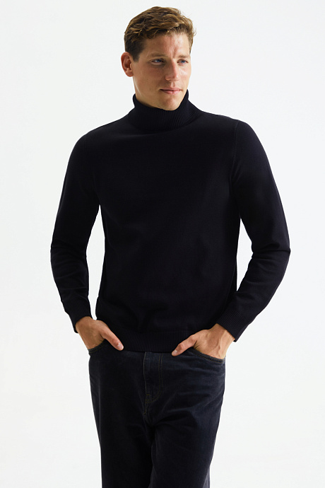 Мужской гольф с высоким воротником в цвете black - 8197-006