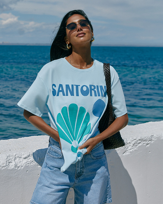 Футболка з принтом "Santorini" - 3503-1