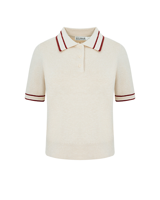 Джемпер-поло з акцентними смужками, beige - 2217-265/075