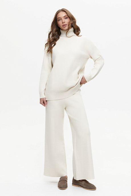 Трикотажный комплект с водолазкой и брюками, milk - 10390-12770