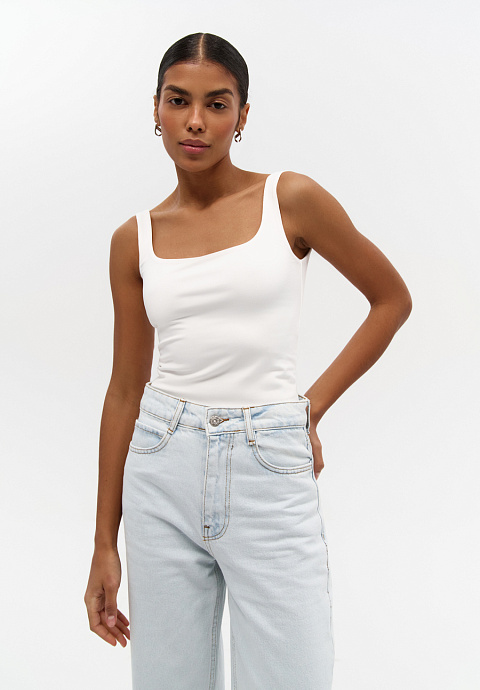 Боди с квадратным вырезом, white - 3107-1