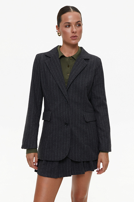Жакет в тонку смужку, grey - 6208-1