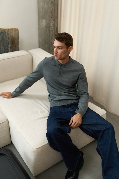 Мужской джемпер поло в цвете dark grey - 8199-116