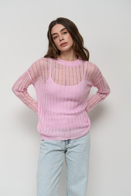 Ажурний светр в кольорі shy pink - 36441-05