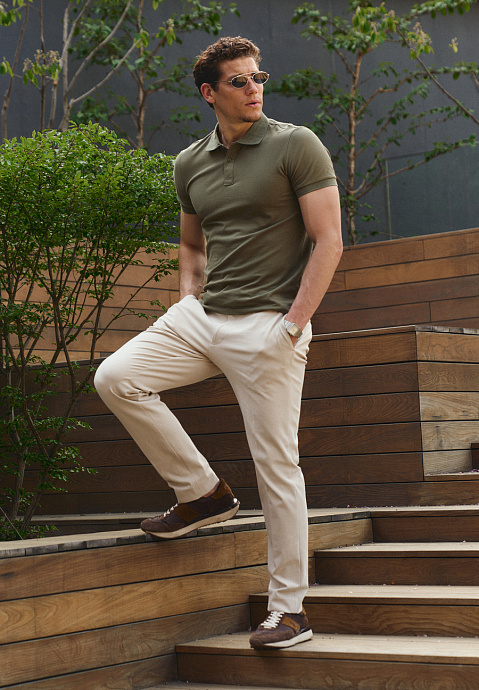 Мужская футболка polo в цвете khaki - 8302-143