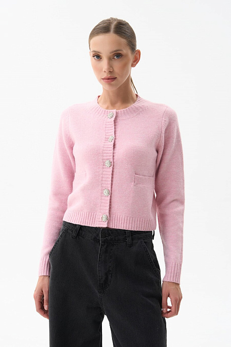 Теплый кардиган с сяющими пуговицами в цвете pink - 2305-046