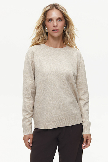 Свитер свободного кроя с примесью мериносовой шерсти, beige - 2032-011