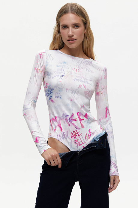 Боди с принтом графити, pink sugar - 3025-1