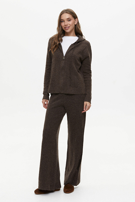 Комплект вязаный с худи и брюками, chocolate - 9570-1514